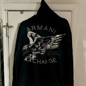 Armani Exchange 
Black hoodie (silver embroidery on back)
Men’s Xl
Original $150